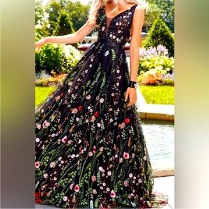 Azazie Luxedo 1X Floral Embroidered Black Dress